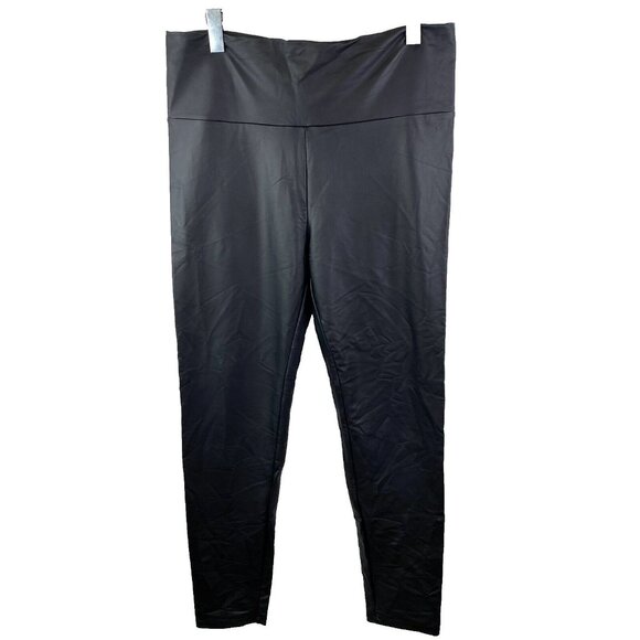 Forever 21 Faux Leather Leggings Plus Size 2X Black Pants Pull On High Rise - Picture 1 of 3